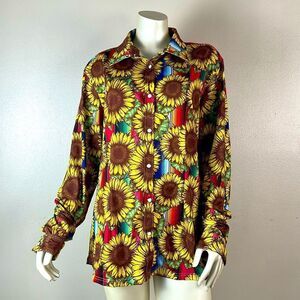 RANCH DRESSN sunflower pearl snap shirt top women men 2XL  RODEO XXL long sleeve